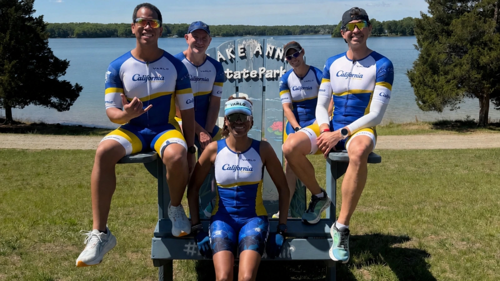 Cal Tri athletes wearing official California Triathlon kit